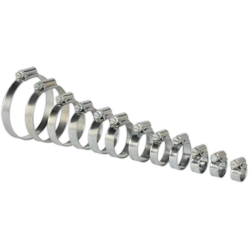 SHCS3 Zinc Plated Hose Clip Assortment 8-57mm 85pc - Sealey