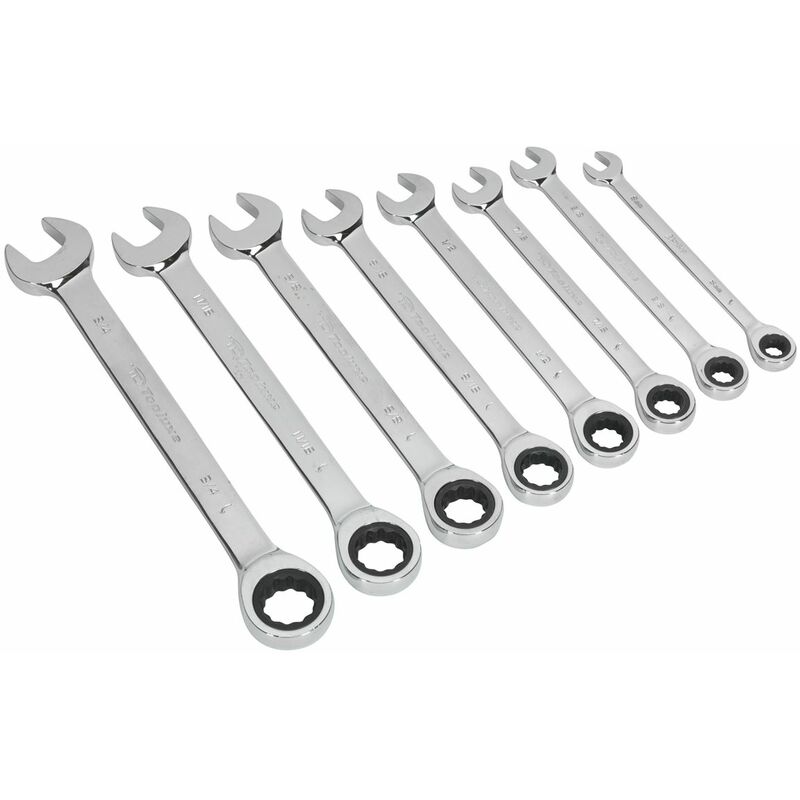 Sealey S0984 Combination Ratchet Spanner Set 8Pc Imperial, Multi