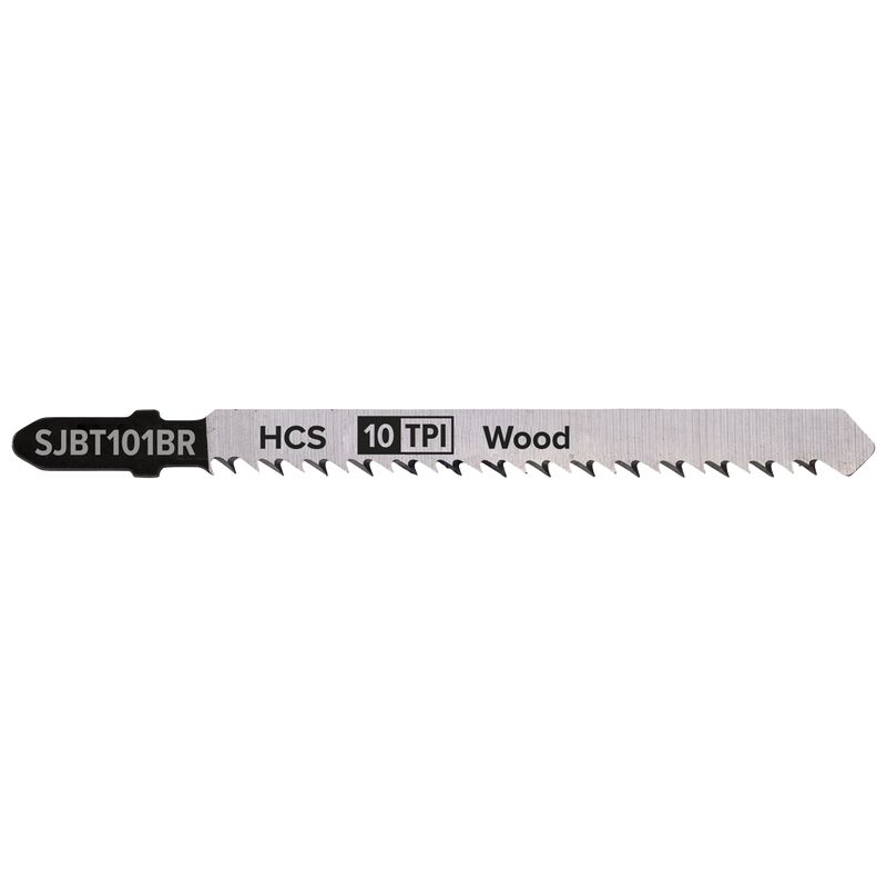 Jigsaw Blade Hard Wood Downward Cut 100mm 10tpi, Pack of 5 - Sealey