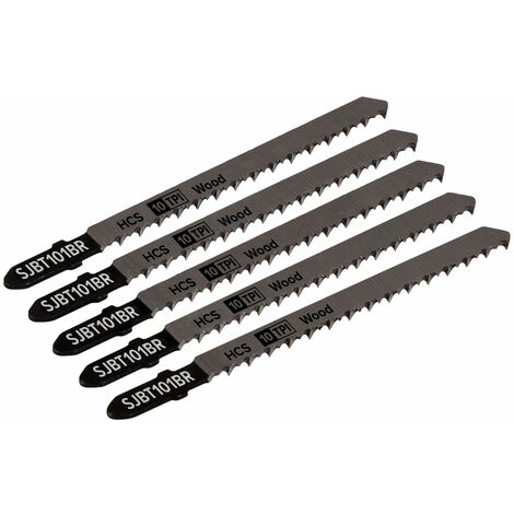 Sealey SJBT101BR Jigsaw Blade Hard Wood Downward Cut 100mm 10tpi - Pack of 5