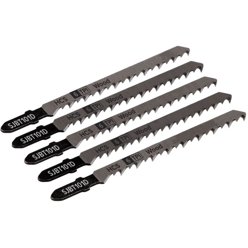 Sealey - SJBT101D Jigsaw Blade for Hard Wood 100mm 6tpi - Pack of 5