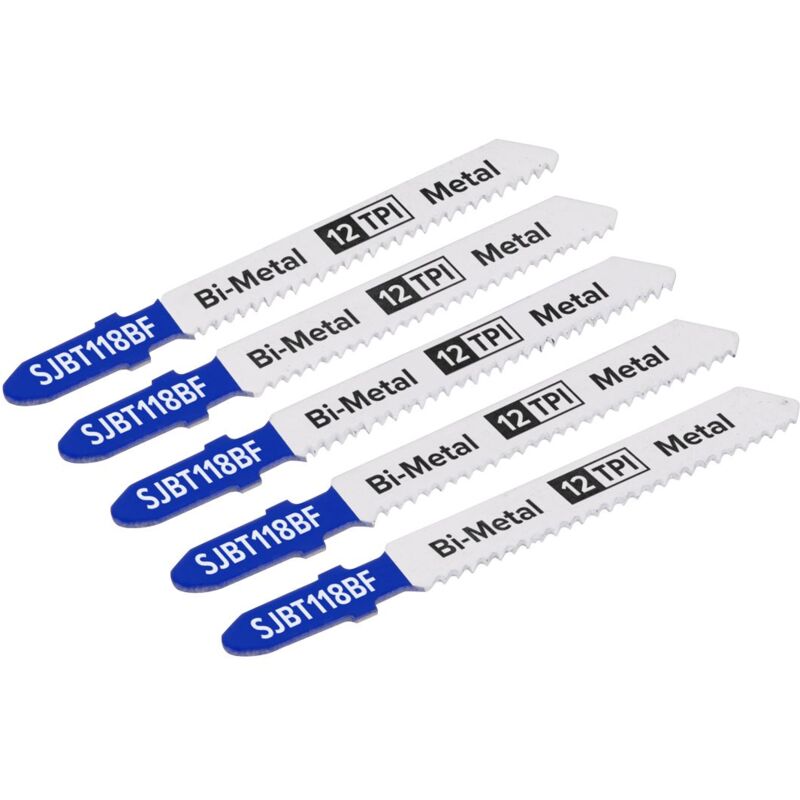 Sealey - SJBT118BF Jigsaw Blade for Metal 75mm 12tpi - Pack of 5