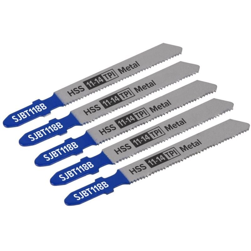 Sealey - SJBT118B Jigsaw Blade for Metal 92mm 11-14tpi - Pack of 5