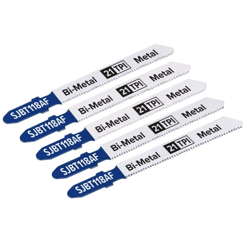 SJBT118AF Jigsaw Blade for Metal 75mm 21tpi - Pack of 5 - Sealey