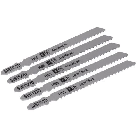 Sealey SJBT127D Jigsaw Blade for Aluminium 100mm 8tpi - Pack of 5