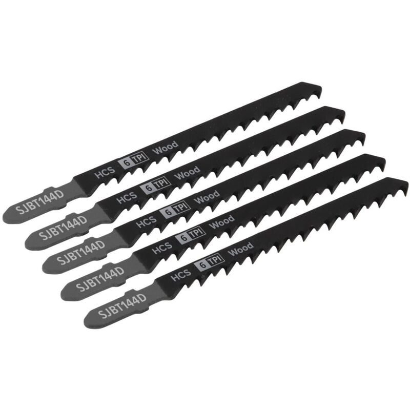 Sealey - SJBT144D Jigsaw Blade for General Wood 100mm 6tpi - Pack of 5