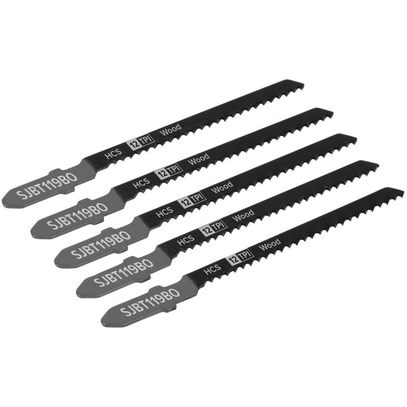 Sealey - SJBT119BO Jigsaw Blade for General Wood 75mm 12tpi - Pack of 5