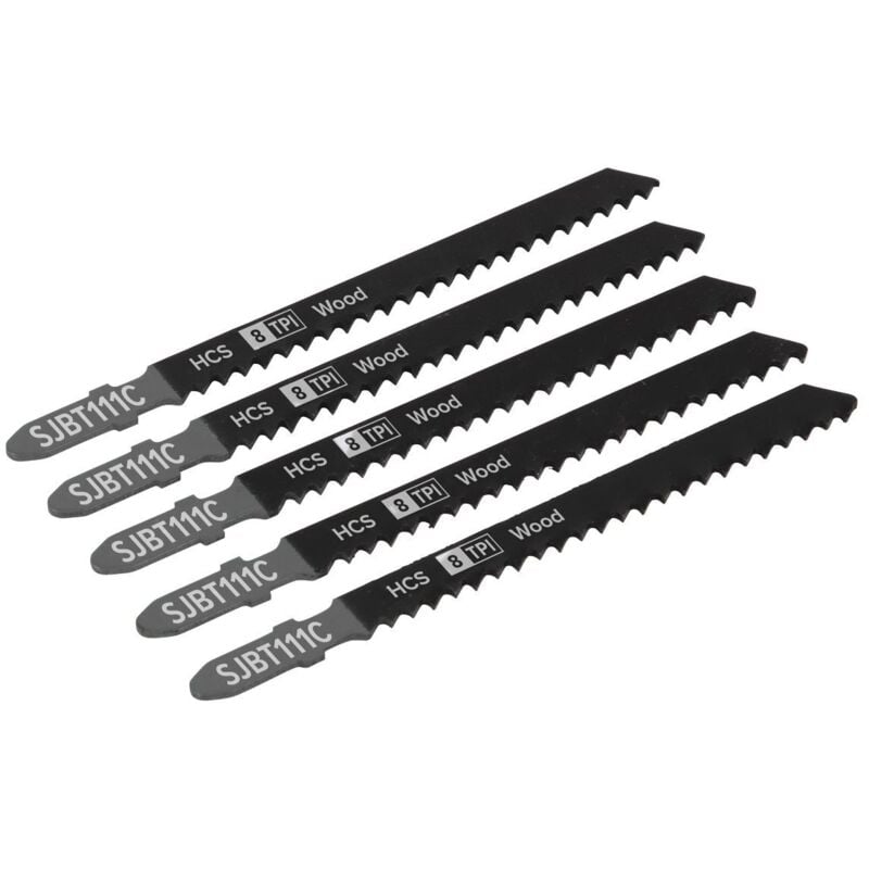 Sealey - SJBT111C Jigsaw Blade for General Wood 100mm 8tpi - Pack of 5