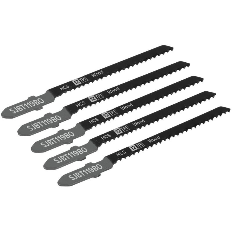 Sealey - SJBT119BO Jigsaw Blade for General Wood 75mm 12tpi - Pack of 5