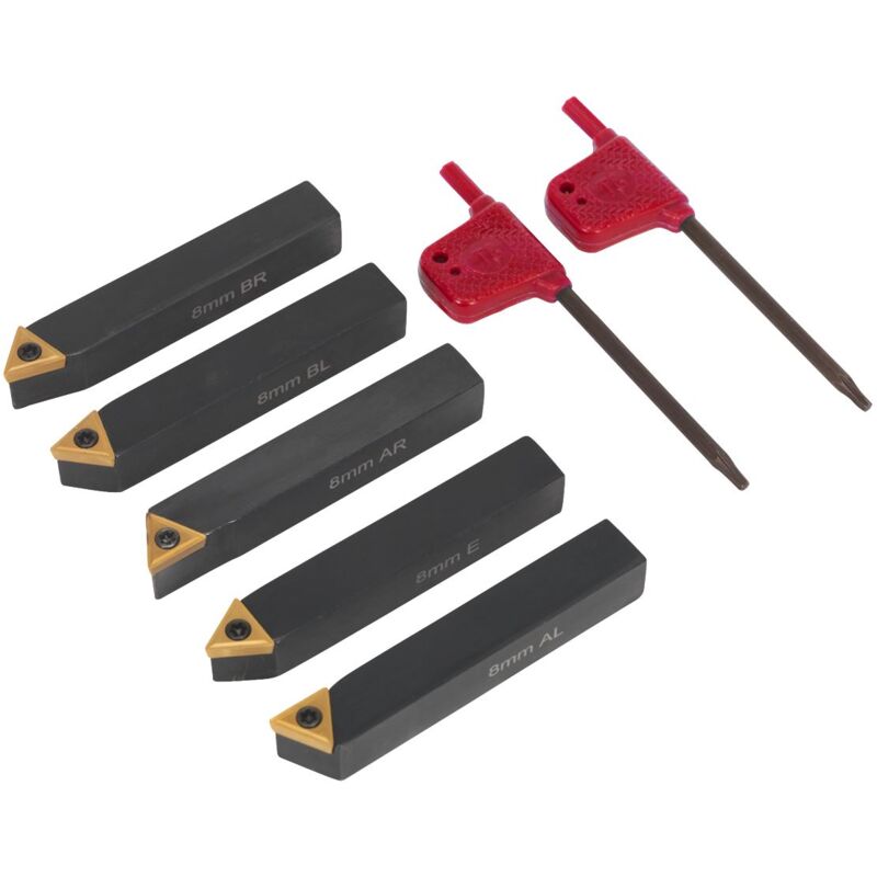 SM3025CS2 Indexable Lathe Turning Tool Set 8mm 5pc - Sealey