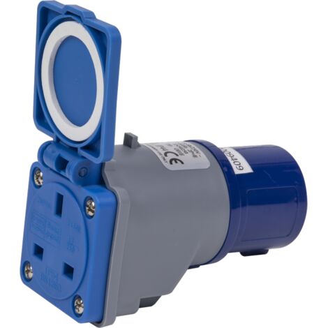 Socket adaptor 16A to 3-Pin UK 13A plug – IP44 rated – Conforms to EN60309 and BS1363 – W1613PS – Sealey