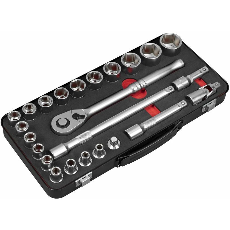 Metric Socket Set 1/2''D 24pc Single Hex Standard Length AK7924 - Sealey