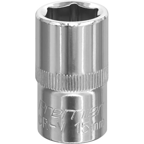 Sealey SP1215 Premier Fully Polished Socket 1/2""Sq Drive 15mm