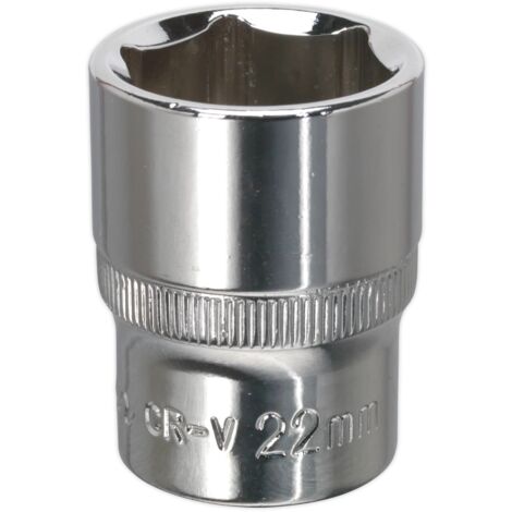 Sealey SP1222 Premier Fully Polished Socket 1/2"Sq Drive 22mm