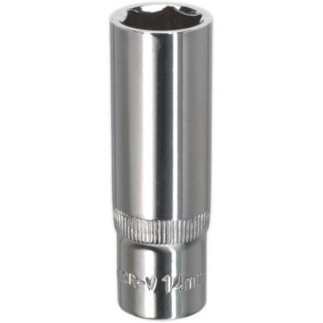 Sealey SP3814D Premier Fully Polished Deep Socket 3/8"Sq Drive 14mm