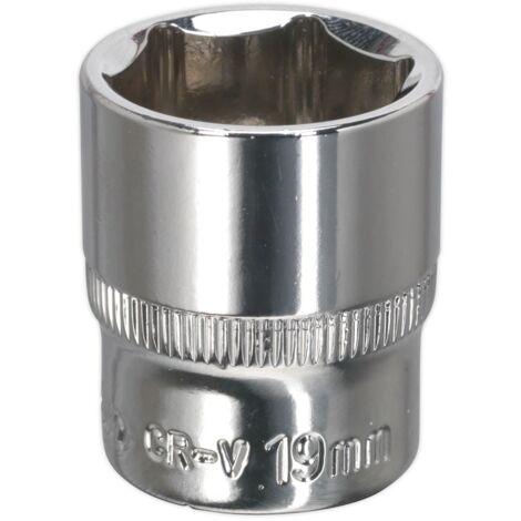 Sealey SP3819 Premier Fully Polished Socket 3/8""Sq Drive 19mm