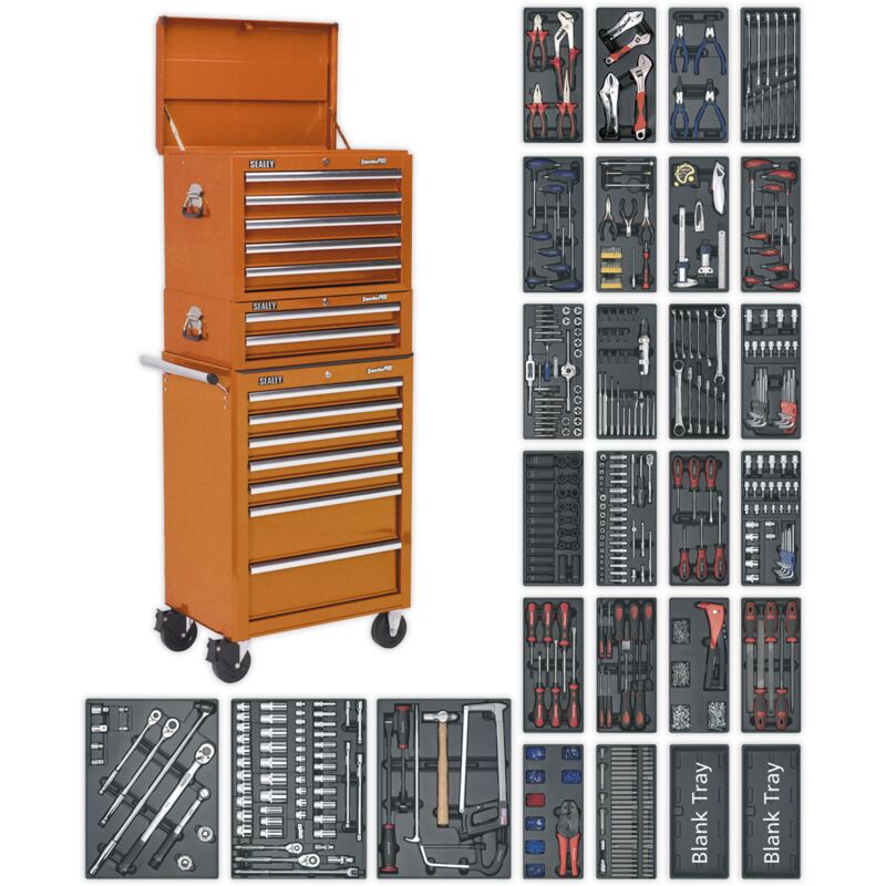 Sealey - SPTOCOMBO1 Superline pro® Tool Chest Combination 14 Drawer with 1179pc Tool Kit - Orange