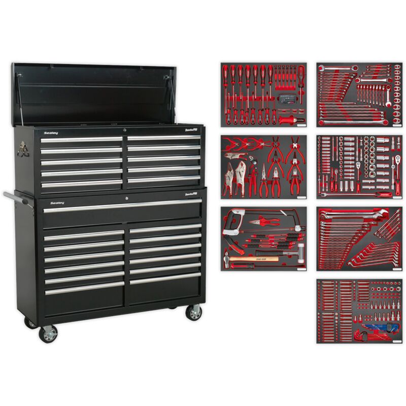 Sealey - TBTPBCOMBO4 Superline PRO® Tool Chest Combination 23 Drawer with 446pc Tool Kit - Black