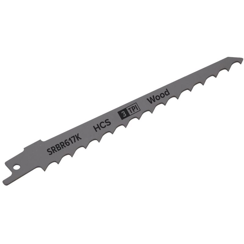SRBR617K Reciprocating Saw Blade for Pruning & Coarse Wood 150mm 3tpi - Pack of 5 - Sealey