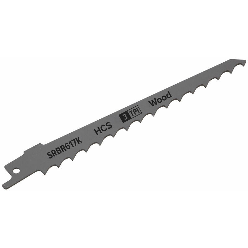 SRBR617K Reciprocating Saw Blade Pruning & Coarse Wood 150mm 3tpi - Pk 5 - Sealey