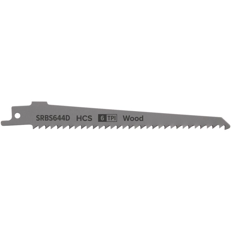 Reciprocating Saw Blade Clean Wood 150mm 6tpi, Pack of 5 - Sealey