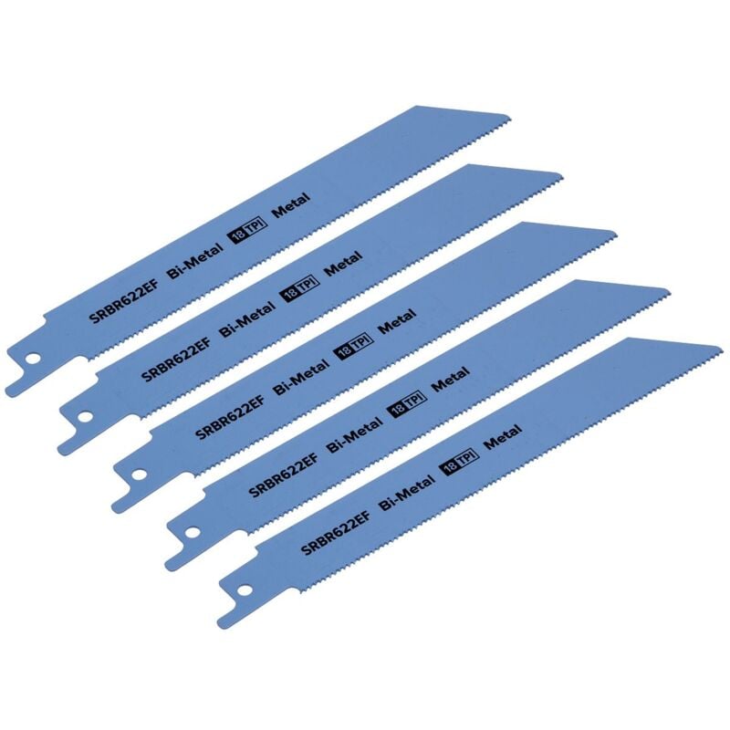 SRBR622EF Reciprocating Saw Blade for Metal 150mm 18tpi - Pack of 5 - Sealey