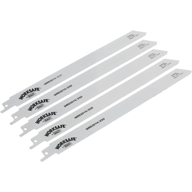 Sealey - WRS3014/250 Worksafe® Reciprocating Saw Blade for Metal 250mm 18tpi - Pack of 5