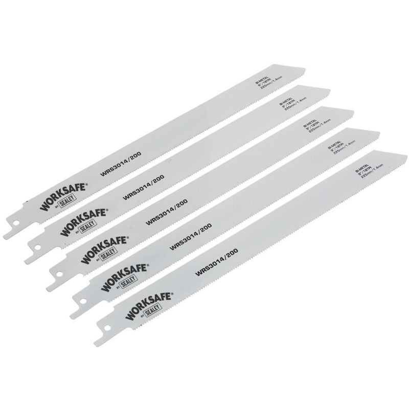 Sealey - WRS3014/200 Reciprocating Saw Blade for Metal 225mm 18tpi - Pack of 5