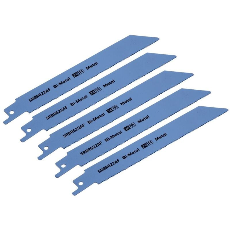 Sealey - SRBR622AF Reciprocating Saw Blade for Metal 150mm 24tpi - Pack of 5