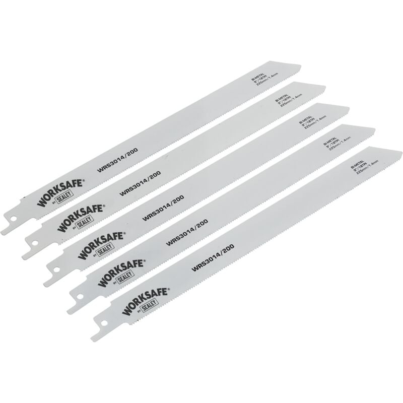 Sealey - WRS3014/200 Reciprocating Saw Blade for Metal 225mm 18tpi - Pack of 5