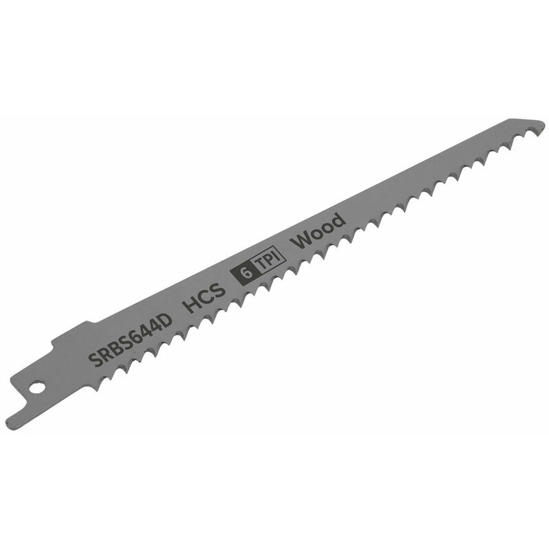 SRBS644D Reciprocating Saw Blade Clean Wood 150mm 6tpi - Pack of 5 - Sealey