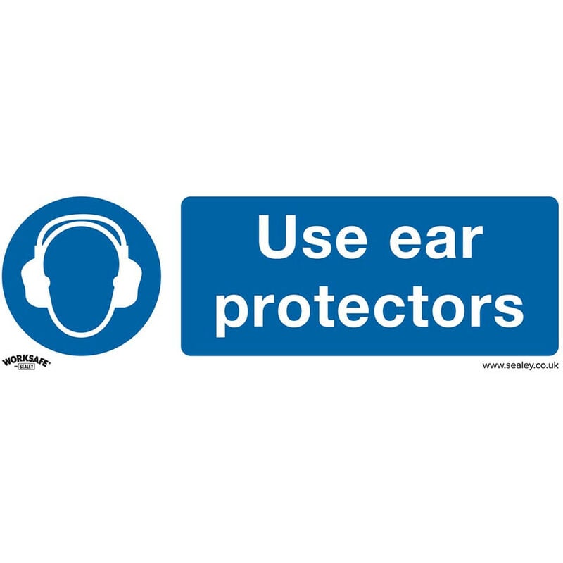 Sealey SS10V10 Mandatory Safety Sign - Use Ear Protectors - Self-Adhesive Vinyl - Pack of 10