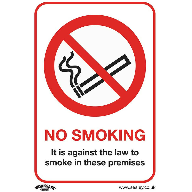 SS12V10 Prohibition Safety Sign - No Smoking (On Premises) - Self-Adhesive Vinyl - Pack of 10 - Sealey