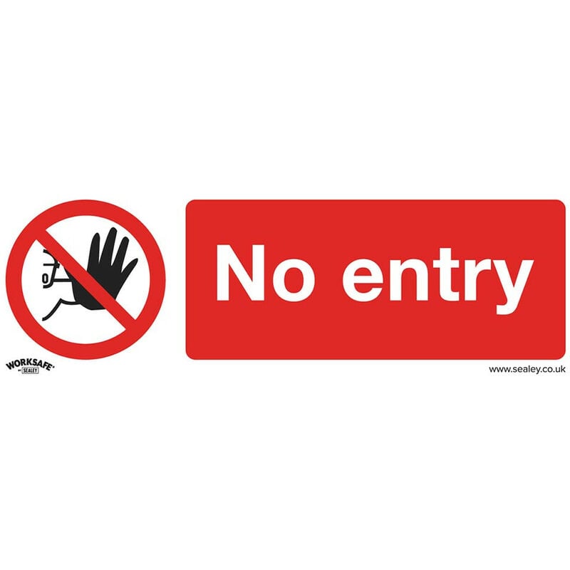 SS14V10 Prohibition Safety Sign - No Entry - Self-Adhesive Vinyl - Pack of 10 - Sealey