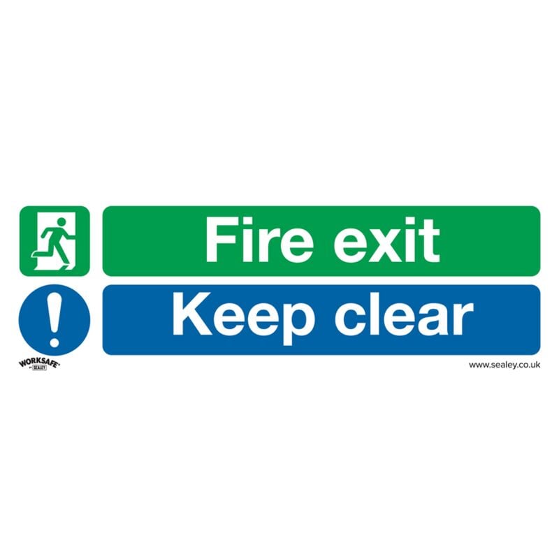 Worksafe - Safety Sign - Fie Exit Keep Clea - Self-adhesive Vinyl