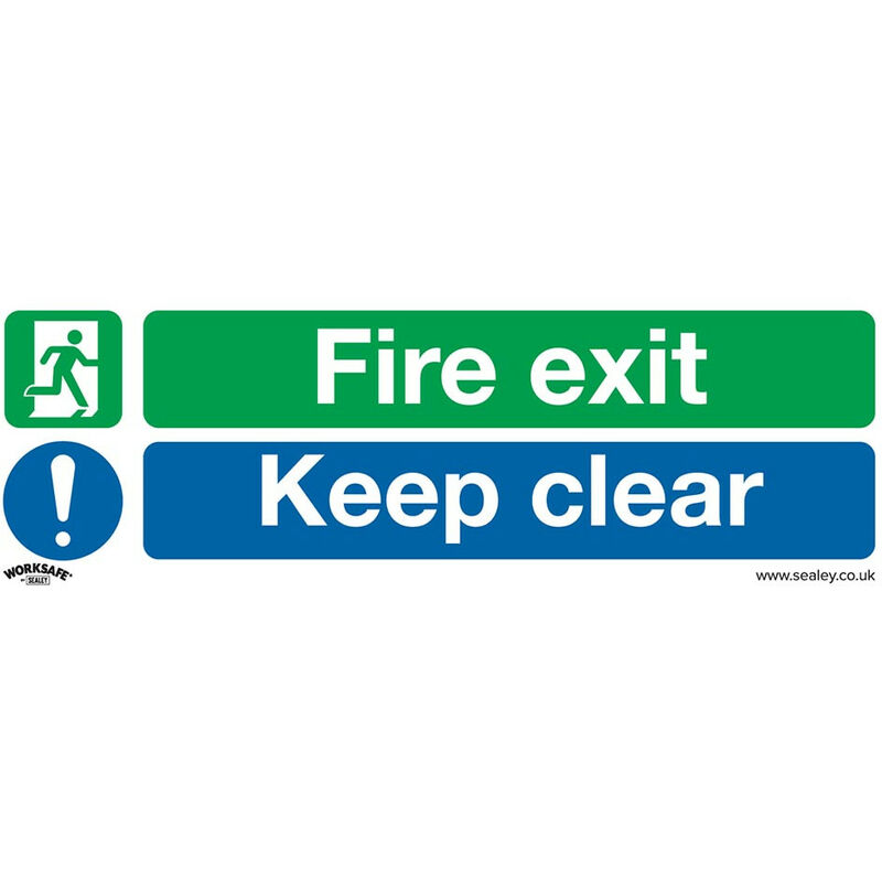 Sealey SS18P10 Safe Conditions Safety Sign - Fire Exit Keep Clear - Rigid Plastic - Pack of 10