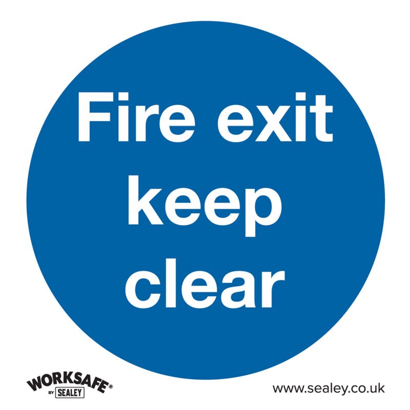 Sealey - SS2P1 Worksafe® Fire Exit Keep Clear Safety Sign - Rigid Plastic