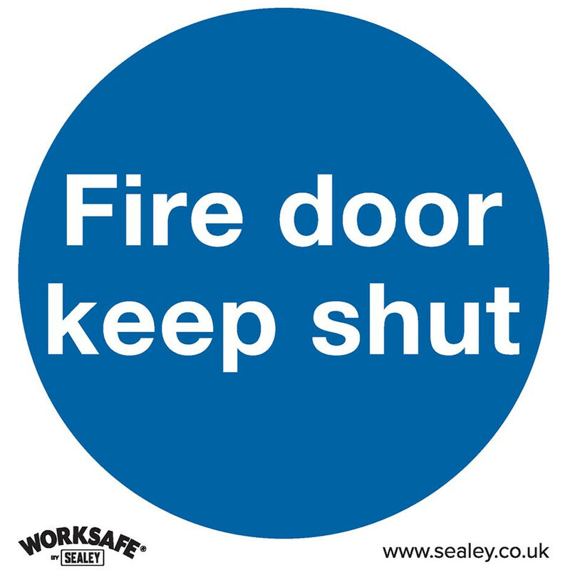 SS1P10 Mandatory Safety Sign - Fire Door Keep Shut - Rigid Plastic - Pack of 10 - Sealey