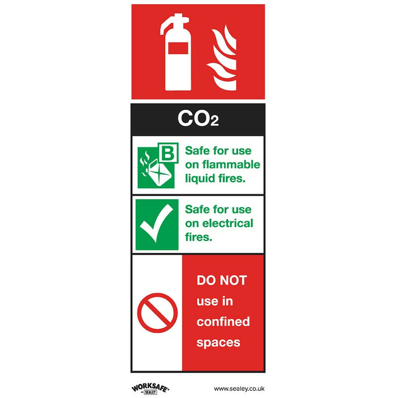 Sealey SS21P10 Safe Conditions Safety Sign - CO2 Fire Extinguisher - Rigid Plastic - Pack of 10