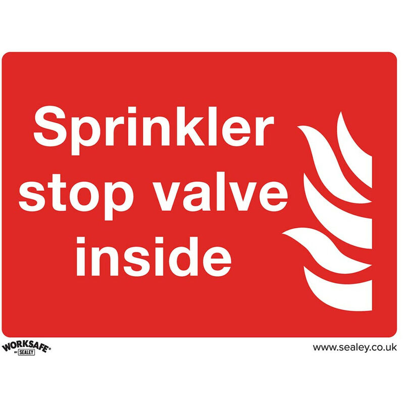 SS23V10 Safe Conditions Safety Sign - Sprinkler Stop Valve - Self-Adhesive Vinyl - Pack of 10 - Sealey