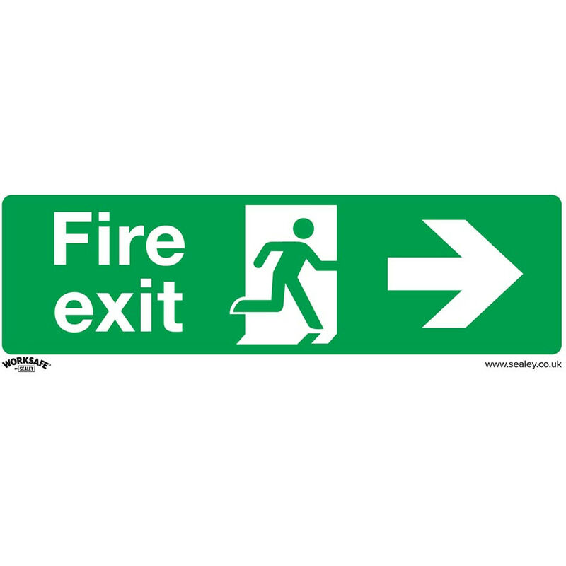 SS24V10 Safe Conditions Safety Sign - Fire Exit (Right) - Self-Adhesive Vinyl - Pack of 10 - Sealey