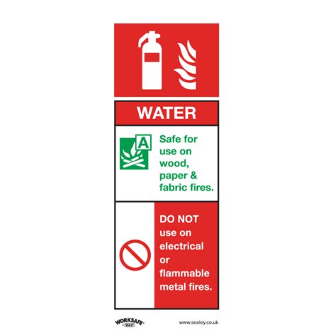 Sealey SS27V1 Worksafe&reg Water Fire Extinguisher Safety Sign - Self-Adhesive Vinyl