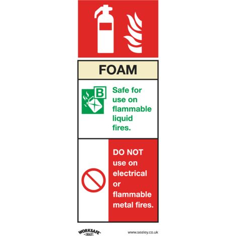 Sealey SS30V10 Worksafe Foam Fire Extinguisher Safety Sign, Self-Adhesive Vinyl - Pack of 10