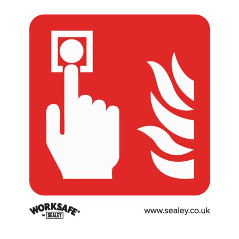 Sealey SS31V10 Worksafe Fire Alarm Symbol Safety Sign, Self-Adhesive Vinyl - Pack of 10