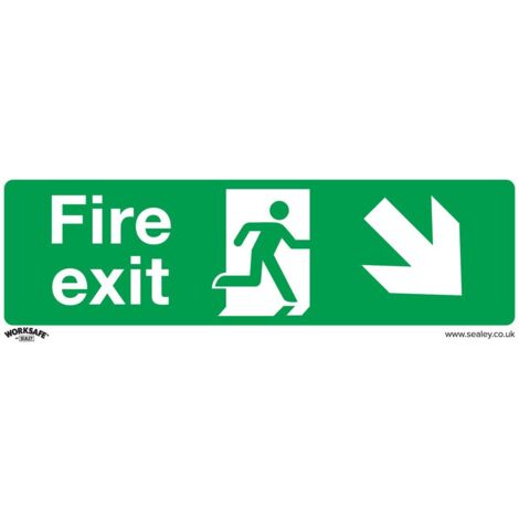 Sealey SS36V1 Worksafe&reg Fire Exit (Down Right) Safety Sign - Self-Adhesive Vinyl