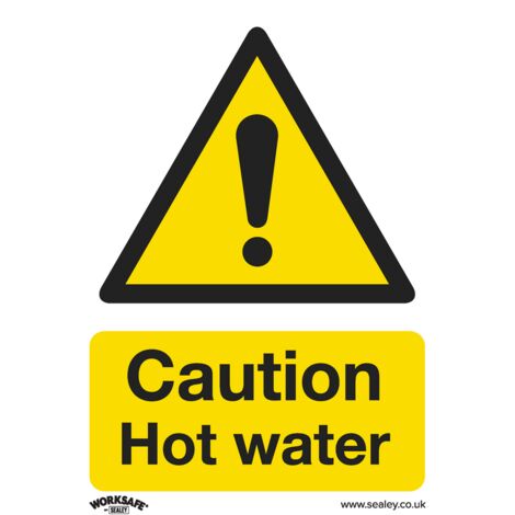 Sealey SS38V1 Worksafe&reg Caution Hot Water Safety Sign - Self-Adhesive Vinyl