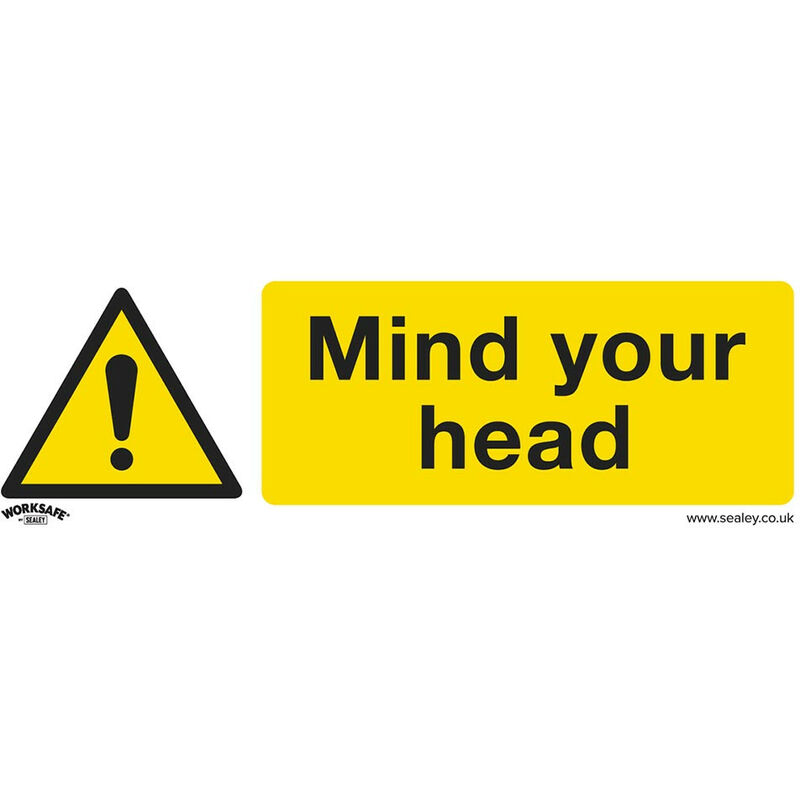 Sealey - SS39P10 Warning Safety Sign - Mind Your Head - Rigid Plastic - Pack of 10