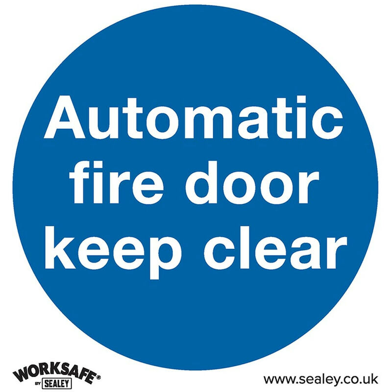 SS3P1 Mandatory Safety Sign - Automatic Fire Door Keep Clear - Rigid Plastic - Sealey