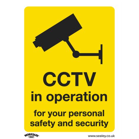 Sealey SS40V1 Worksafe&reg CCTV Safety Sign - Self-Adhesive Vinyl