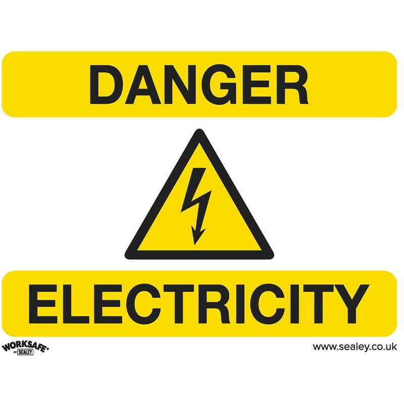 Sealey - SS41P1 Warning Safety Sign - Danger Electricity - Rigid Plastic